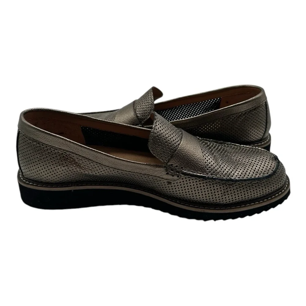 Comfortiva Align Laina Shoes Womens 10‎ M Gold Metallic Slip On Loafer Leather